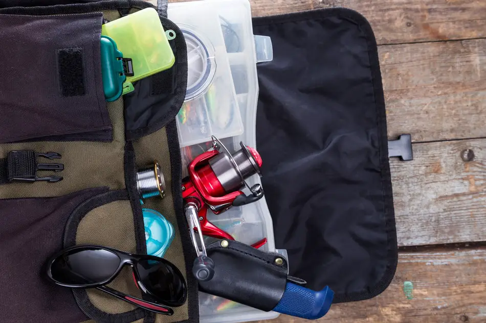 Fishing reels in bag ready for storage